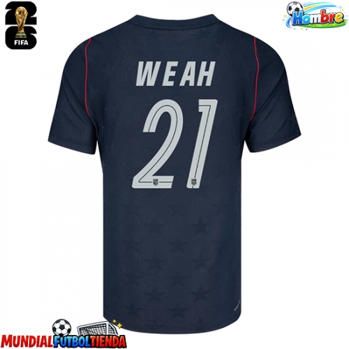 Camiseta Estados Unidos Timothy Weah #21 Segunda Equipación Replica Mundial 2026 mangas cortas